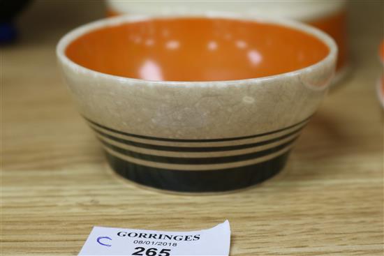 Susie Cooper for Grays pottery, a Rosss Belfast ginger ale jug, a jug and two trios and bowl for Burslem